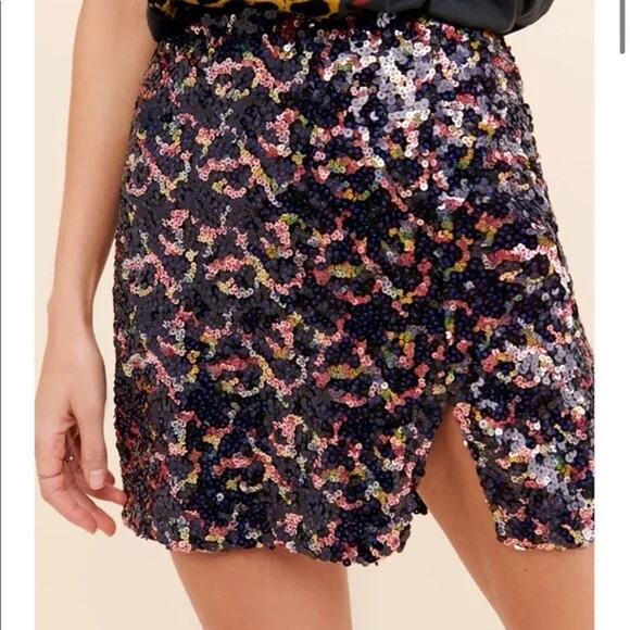 [Urban Outfitters] Darren Rainbow Sequined Side Slit Mini Skirt Party Size XS - Picture 1 of 12